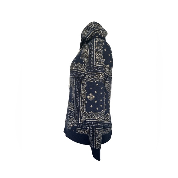 Sonoma Women's Life+Style Boho Zip-Up Hoodie Blue Paisley Size Large - Picture 3 of 9